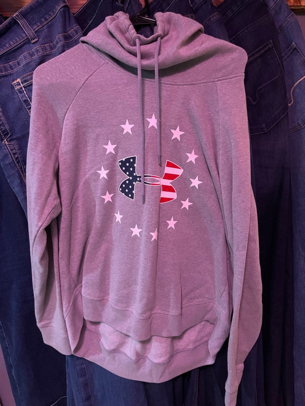 Under Armour grey Hoodie with American Flag Logo